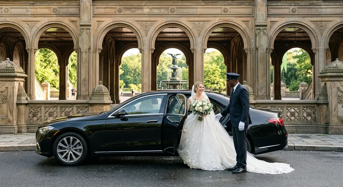 Chauffeur holding the door at Bethesda Terrace in Central Park