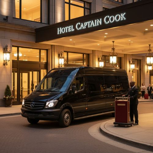Mercedes Limo Sprinter at Hotel Captain Cook