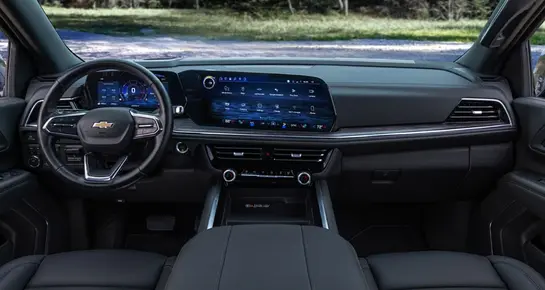 Modern Chevrolet Suburban dashboard and digital display for professional chauffeur navigation